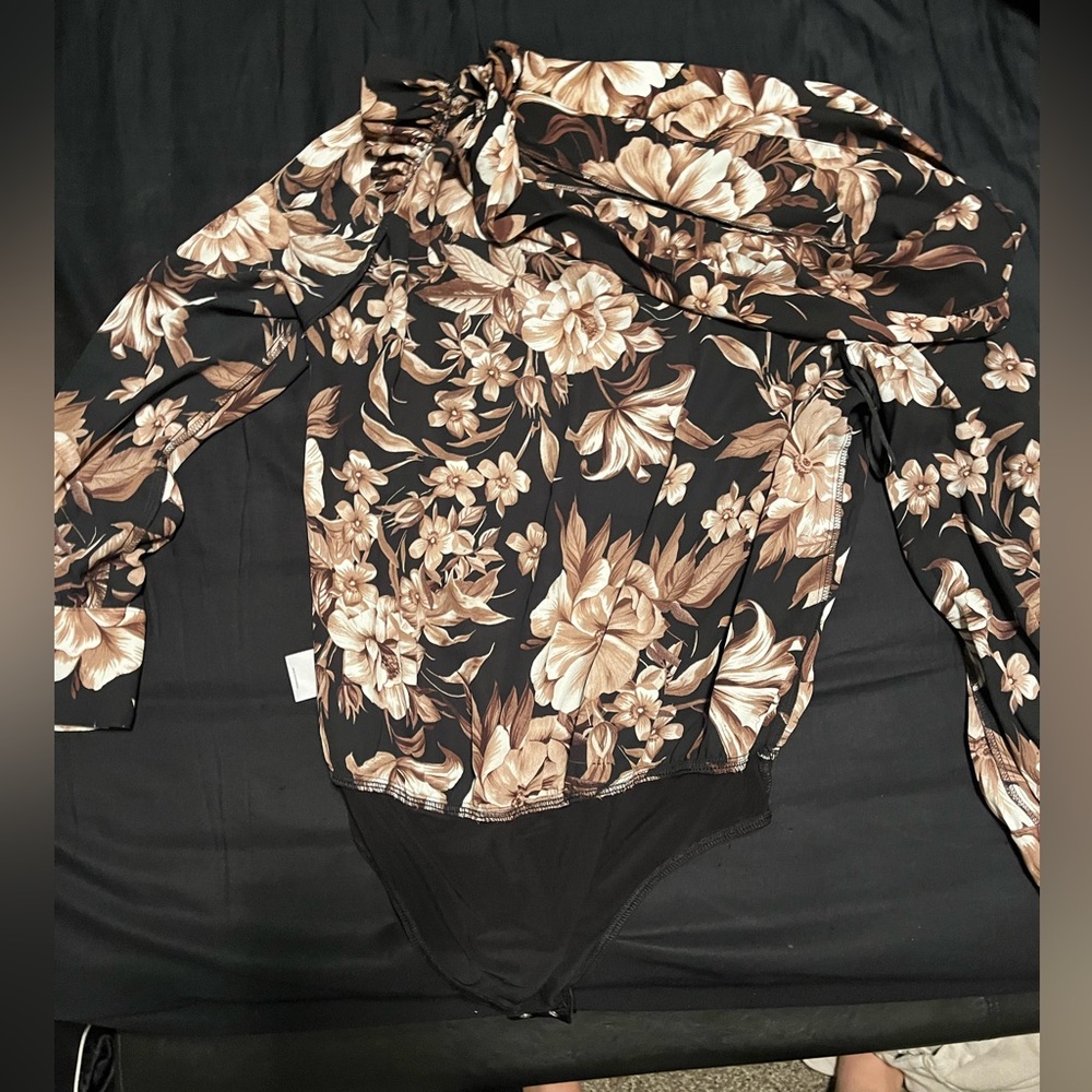Floral one shoulder bodysuit - silk